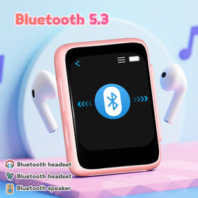 VANSING Kids MP3 Player pink with lanyard hole for easy carrying.