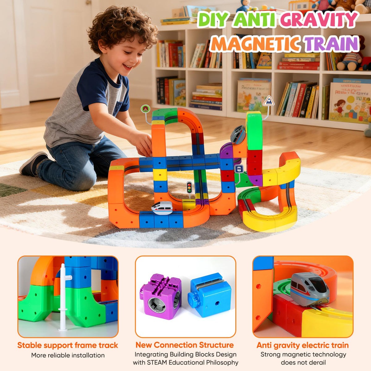 Vansonana electric train set modular-clips highlight easy snap-fit design.