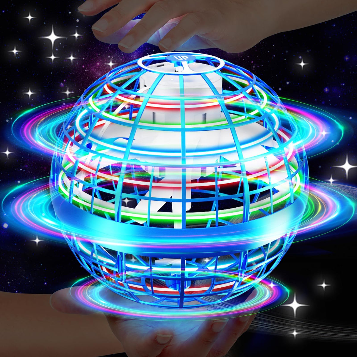 Vantexi Flying Orb Ball Toy with bright LEDs for engaging indoor play.