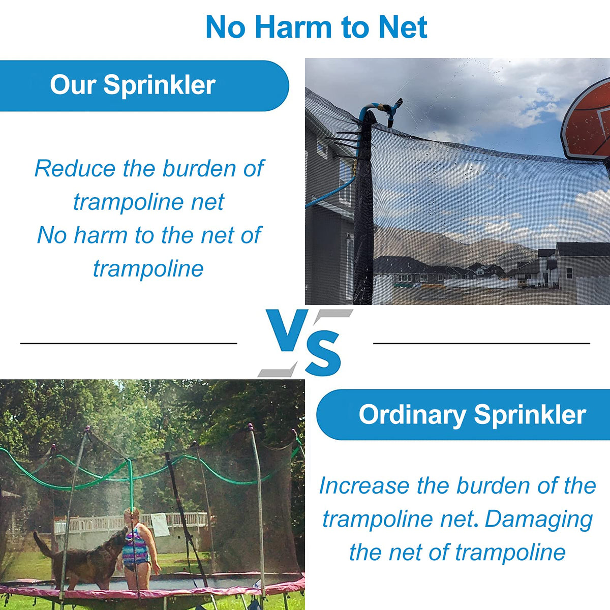 Vantic Trampoline Sprinkler 12-spray-holes visible for dynamic spray patterns