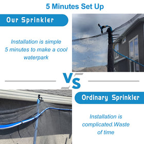 Vantic Trampoline Sprinkler 360-degree-coverage provides even cooling over the mat