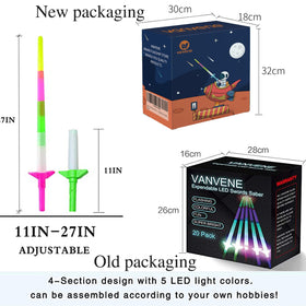 VANVENE extendable laser sabers extend from 18 to 30 inches for flexible play.