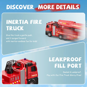A child playing with Vanvimen fire truck toys during pretend rescue