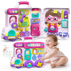 Vanvimen 54-in-1 busy board with activity panels to boost fine motor skills.