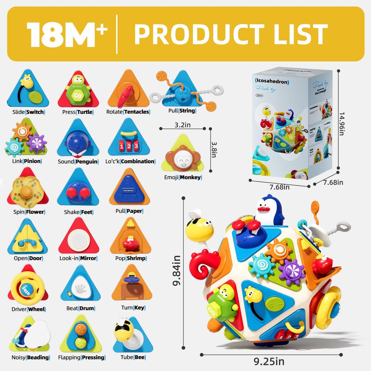 Vanvimen Busy Cube durable BPA-free design ensures safe, long-lasting play.