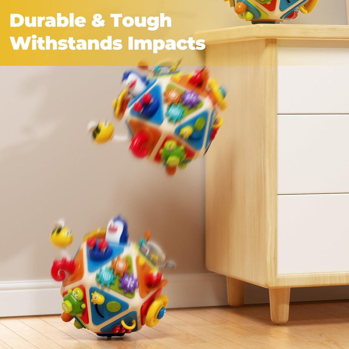 Vanvimen Busy Cube switch unlocking teaches cause-and-effect through interaction.
