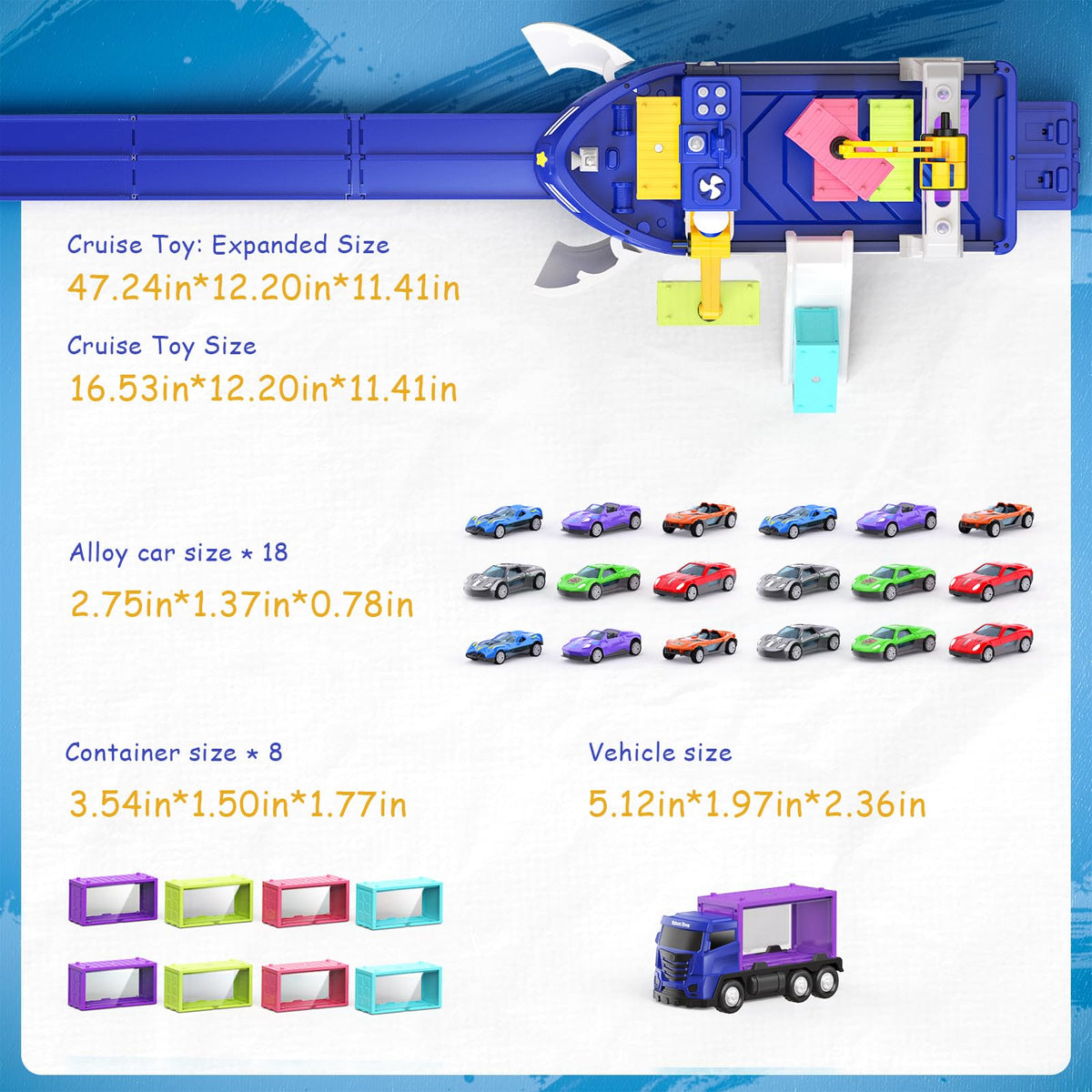 Vanvimen cargo ship toy designed for ages 3 to 6 with durable parts