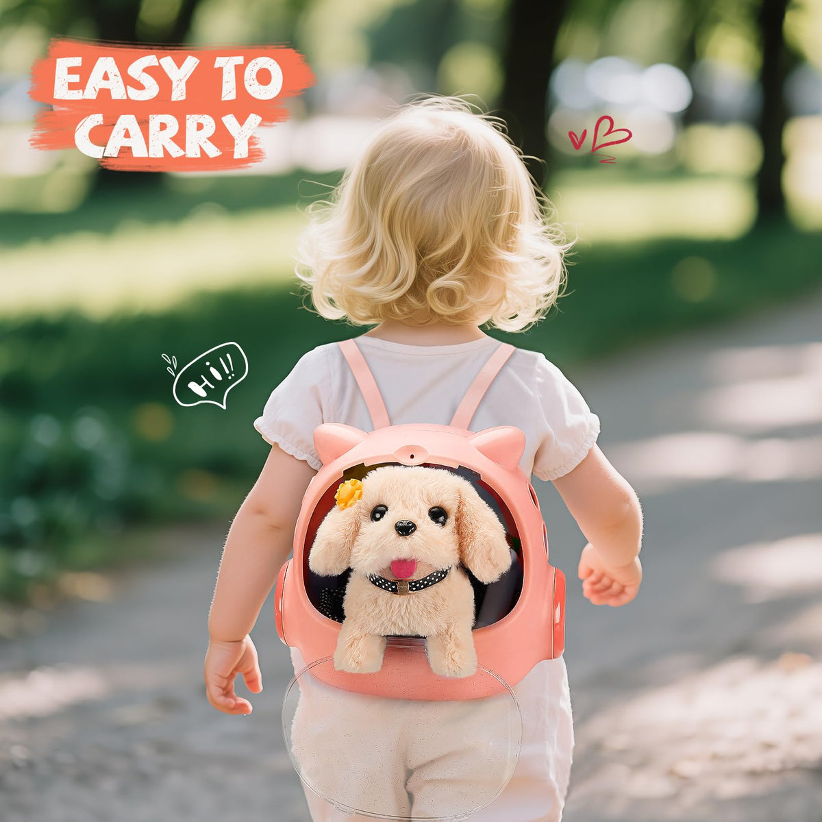 Vanvimen robot dog toy compact backpack enables easy outdoor transport.