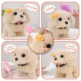 Vanvimen robot dog toy walking action and tail wag for interactive play.