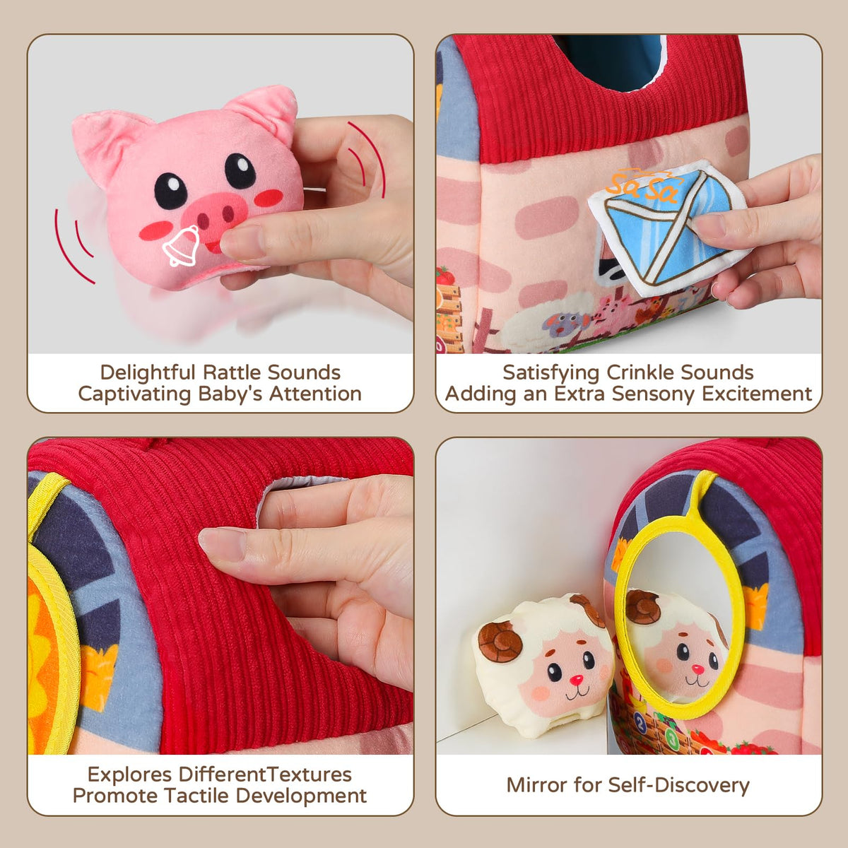 Vanvimen safety-tested plush animals sized over 3 inches for safe play.
