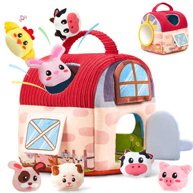 Vanvimen Surprise Barn with 12 plush animals supports early sensory exploration and imaginative play.