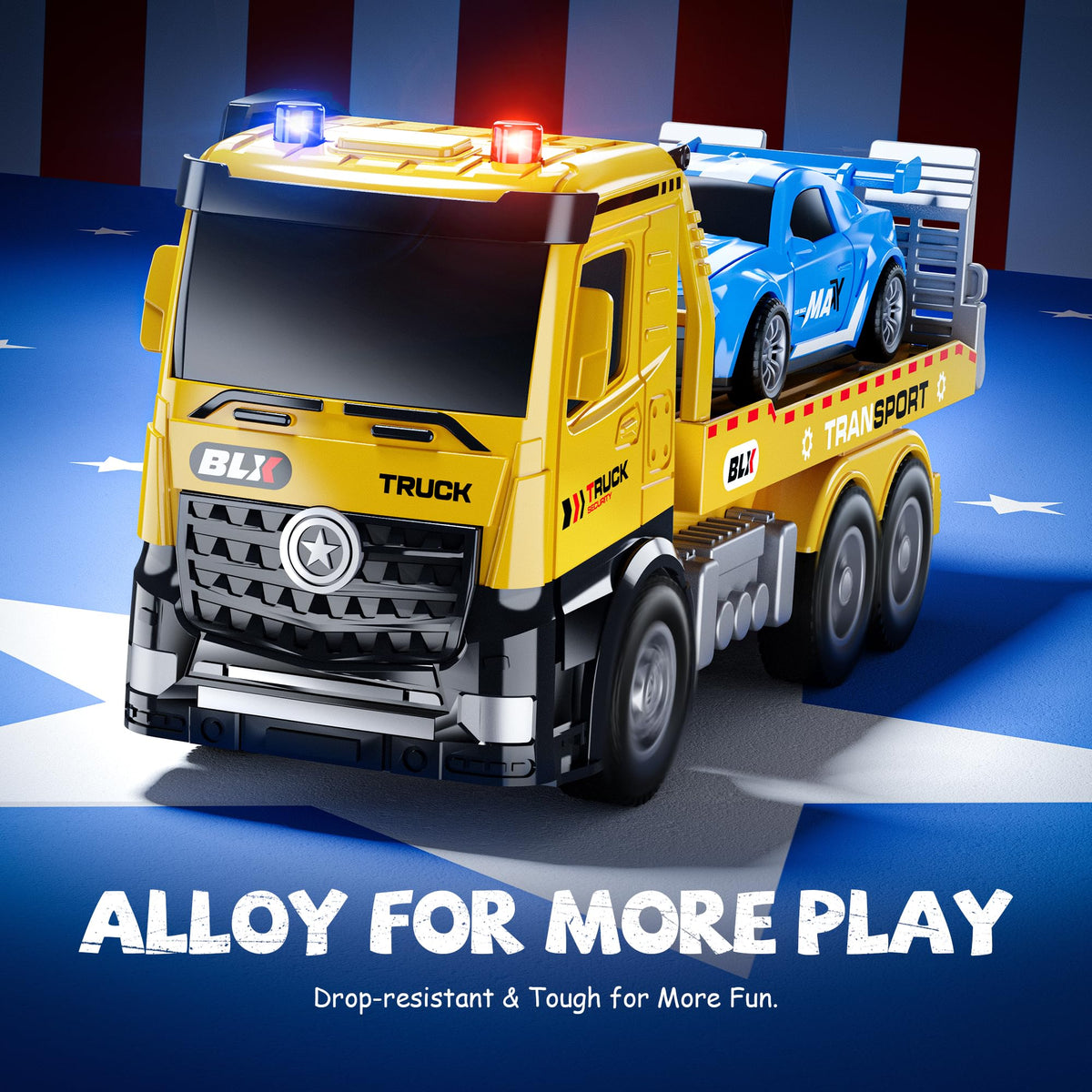 Vanvimen tow truck set blue wrecker emphasizes sturdy build for reliable recovery play.