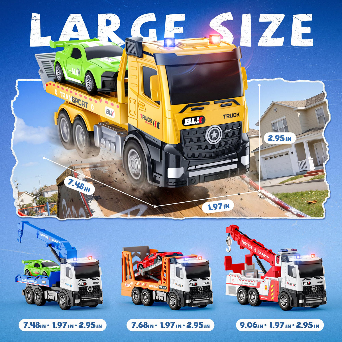 Vanvimen tow truck set lights and sounds cab button enhances immersive role-play.