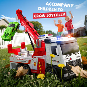 Vanvimen tow truck set red rescue crane with interactive features for engaging pretend rescues.