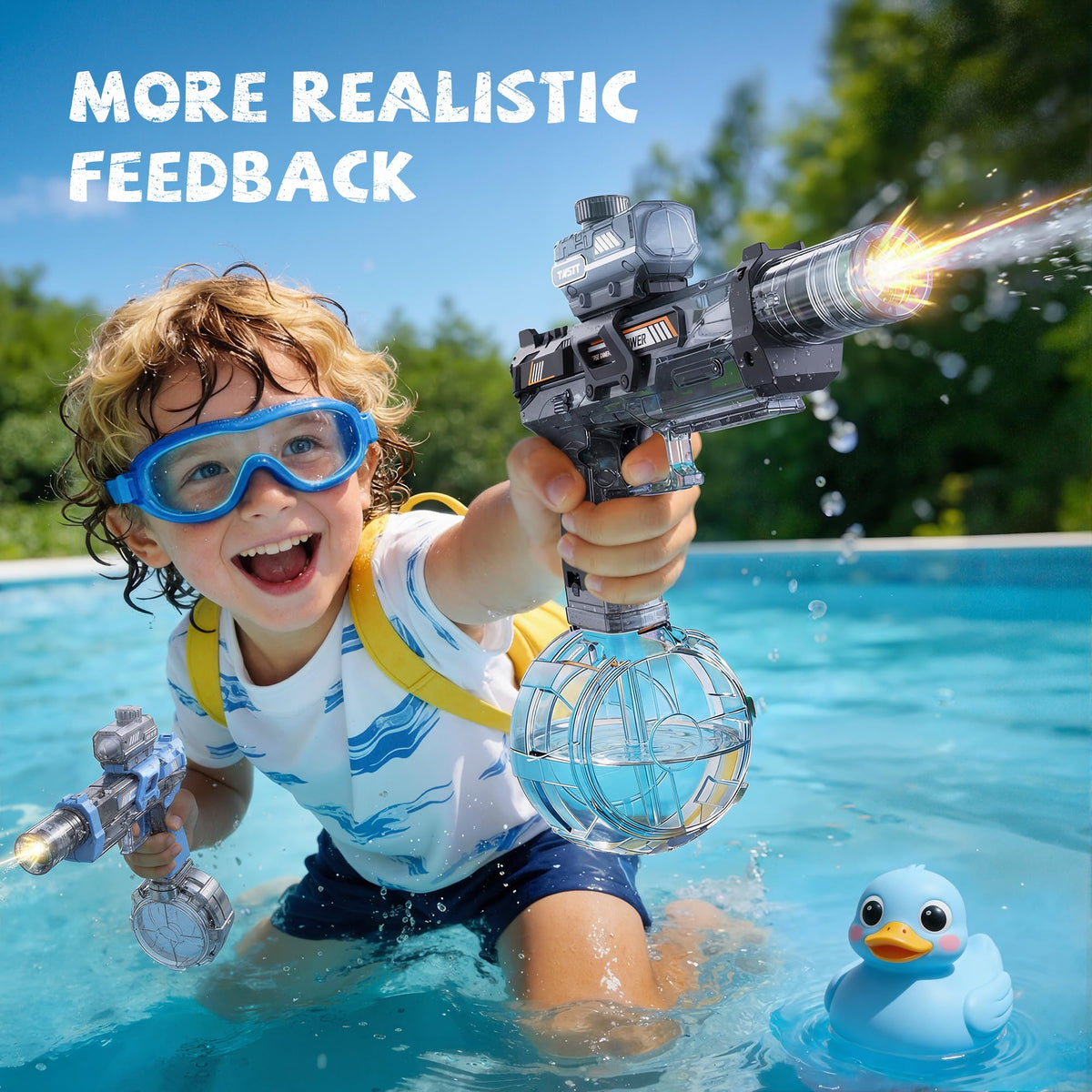 Vanvimen water gun LED light enhances night play and excitement.