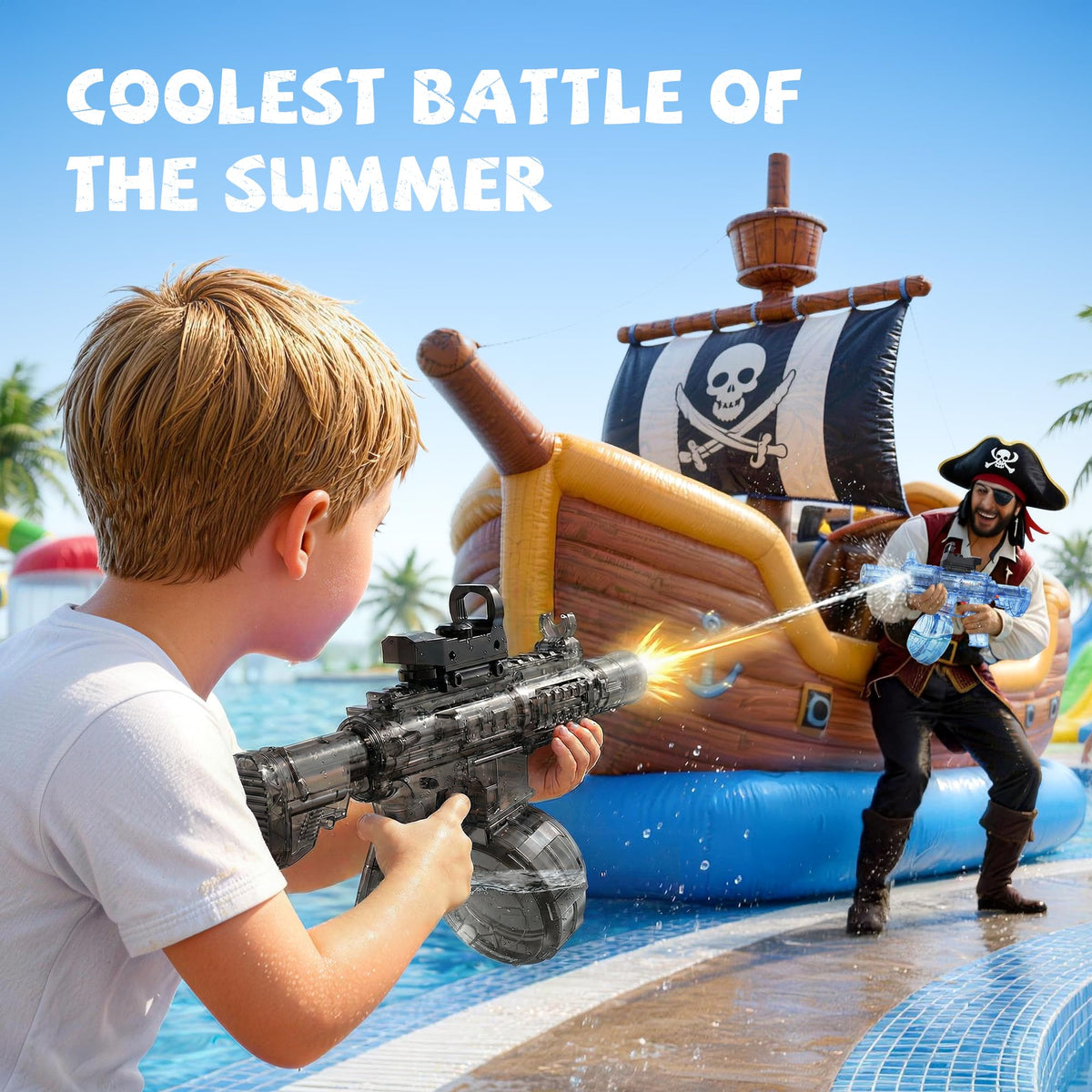 Vanvimen water gun LED-light enhances visibility for night pool games.