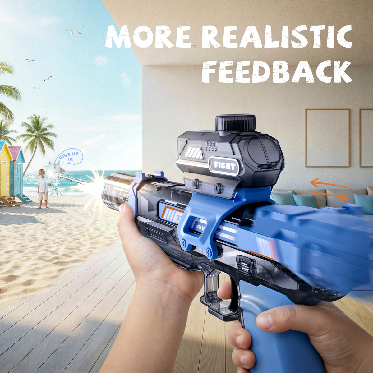 Vanvimen water gun simulated recoil adds realism to each shot.