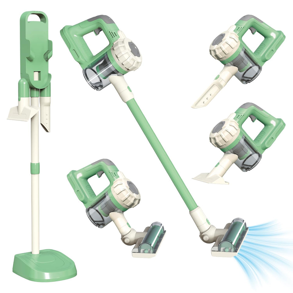 VARANO 3-in-1 kids vacuum side view, compact and kid-friendly for pretend cleaning.