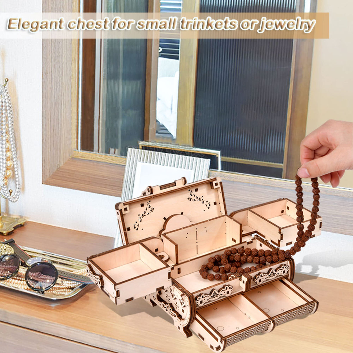 Varbertos chest with six moving compartments showcasing secure storage.