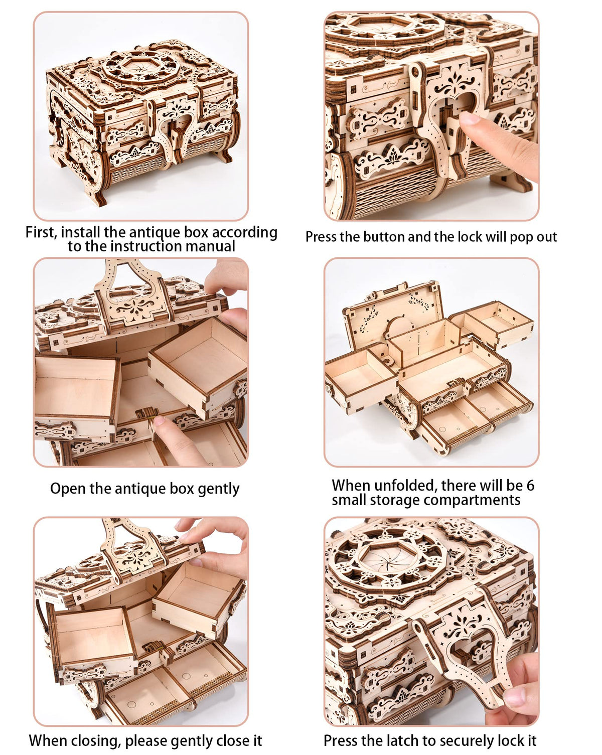 Varbertos oriental-floral carving box highlighting elegant craftsmanship.