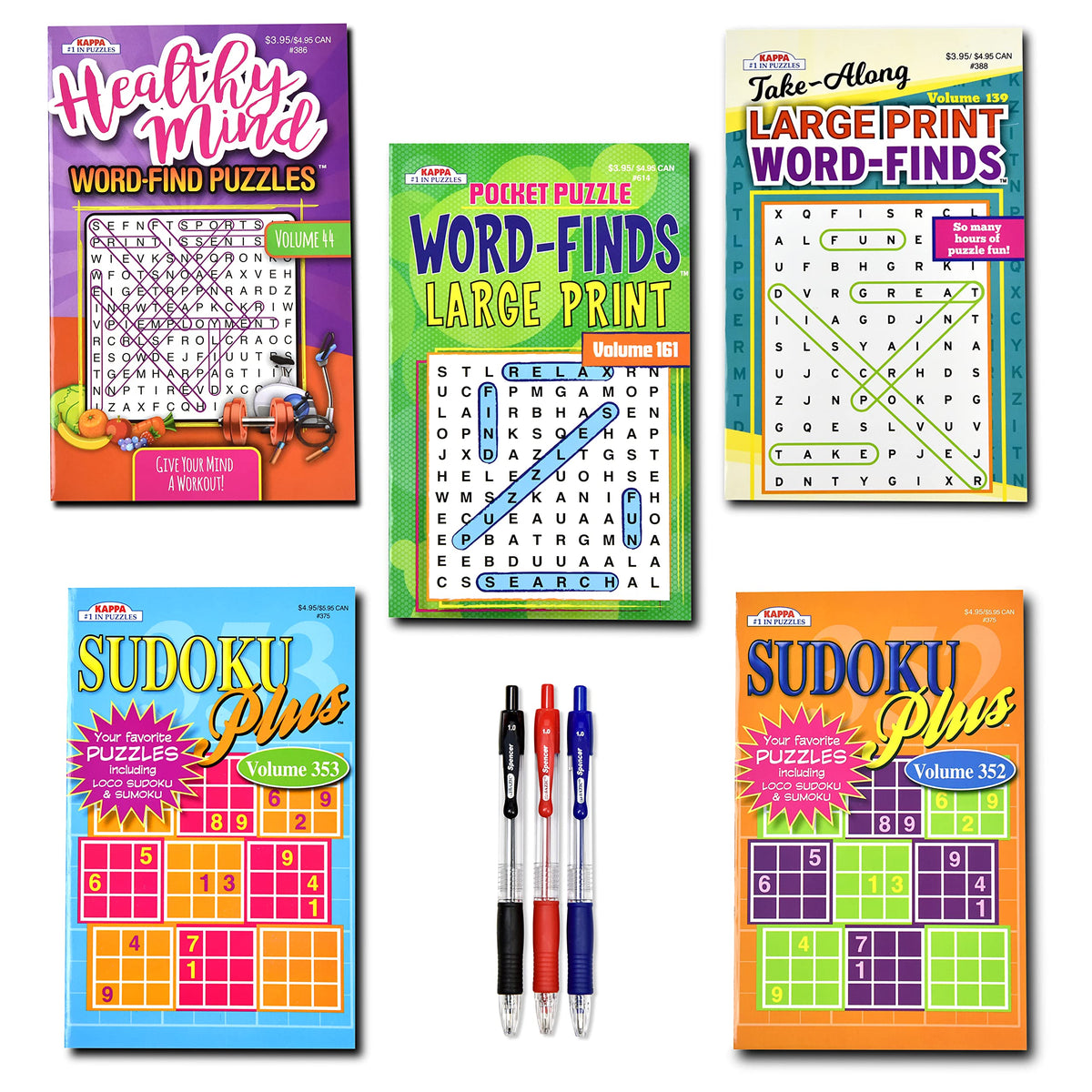Variety Savings Large-Print Word Finds in 8x10 aid easy reading and focus.