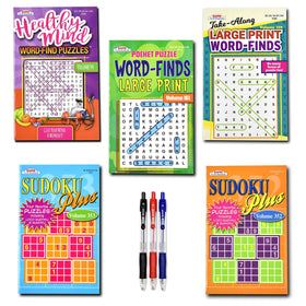 Variety Savings Large-Print Word Finds in 8x10 aid easy reading and focus.