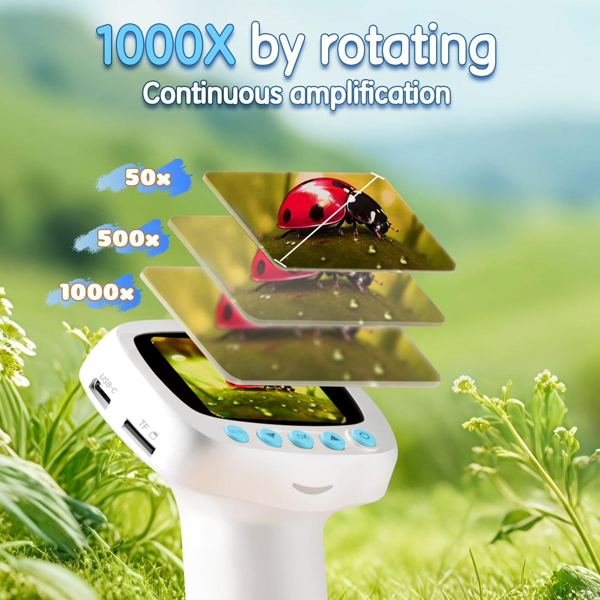 Vastaint WonderQuest microscope camera function lets kids capture photos and videos.