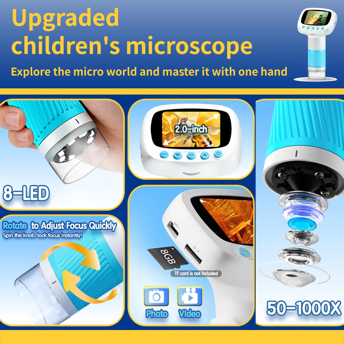 Vastaint WonderQuest microscope easy-to-use for ages 3 and up.