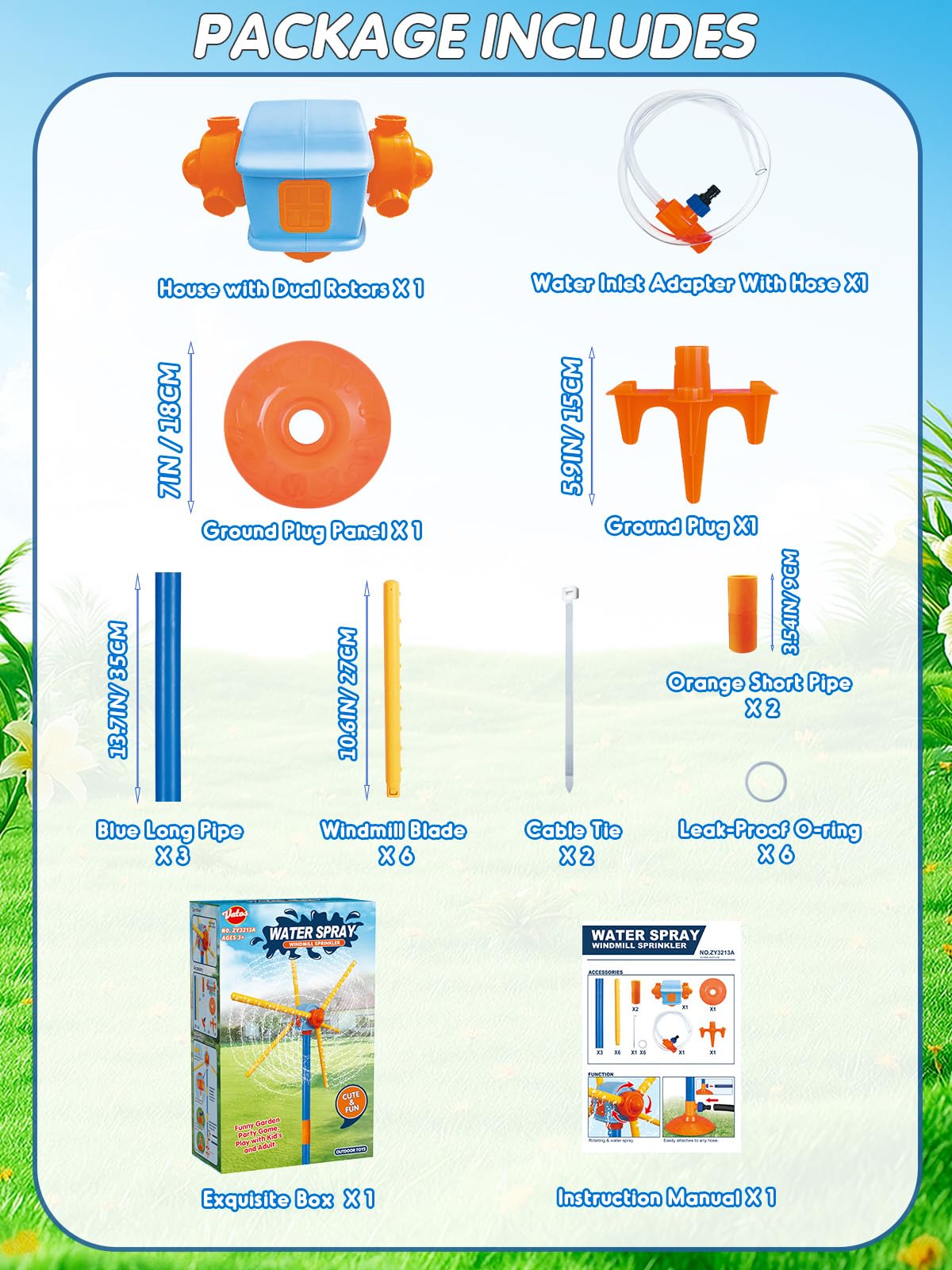 VATOS sprinkler enabling 2-in-1 summer fun and lawn watering.