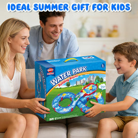VATOS backyard water park setup offers summer outdoor fun and learning.