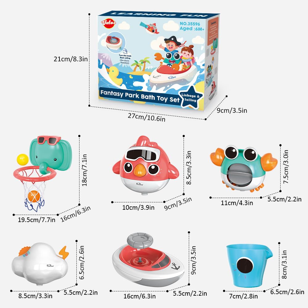VATOS bright-colours bath toy stimulates visual attention and engagement