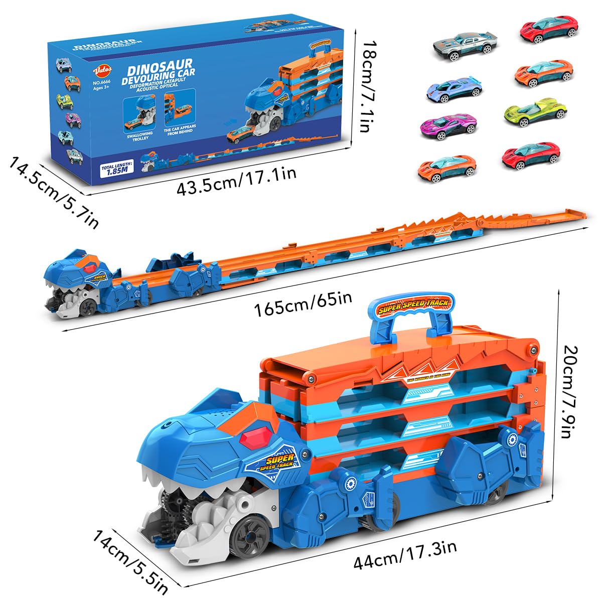 VATOS dinosaur truck playset encouraging cooperative play and exploration.