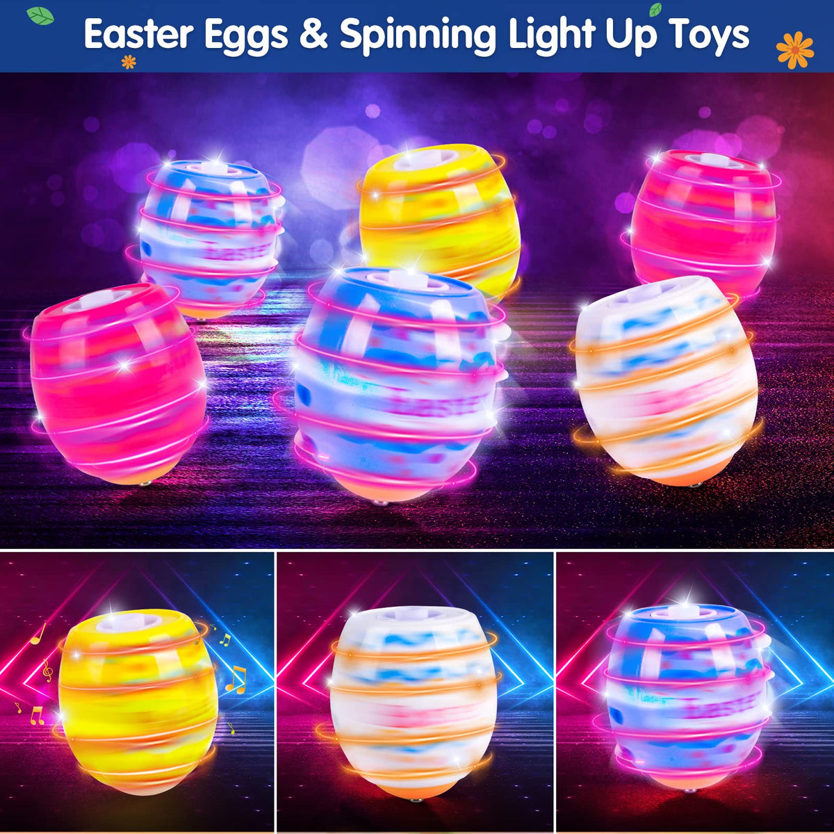 VATOS Easter eggs light up with colors for interactive play.