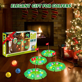 Vatos family night golf action with glow-in-the-dark course.