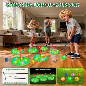 Vatos glow holes arranged for a customizable mini golf layout