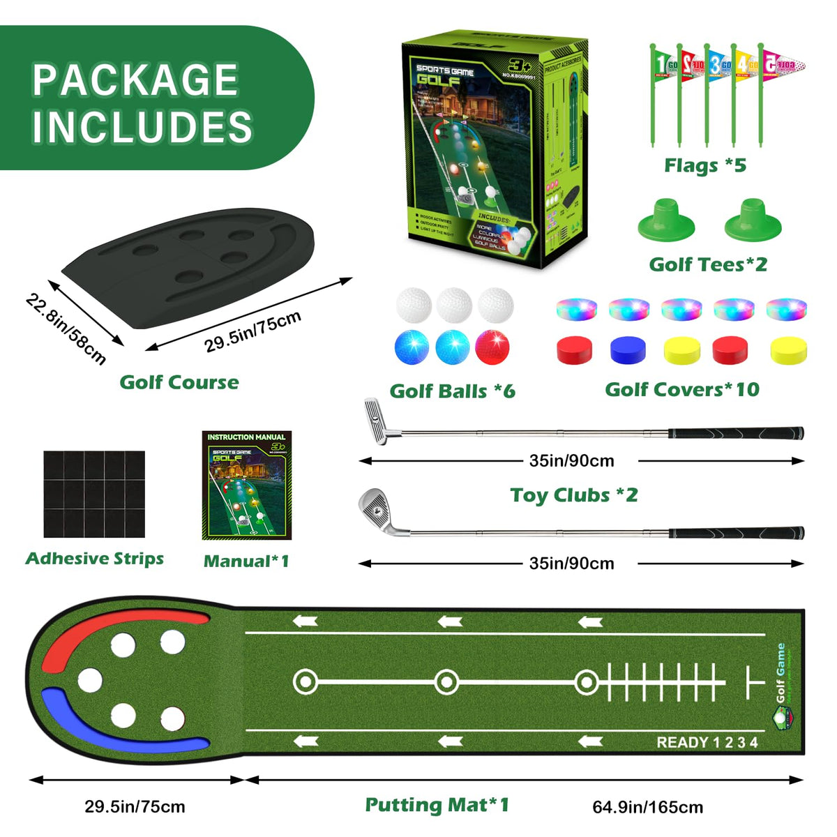 VATOS interchangeable holes and glow cups provide adjustable course challenge