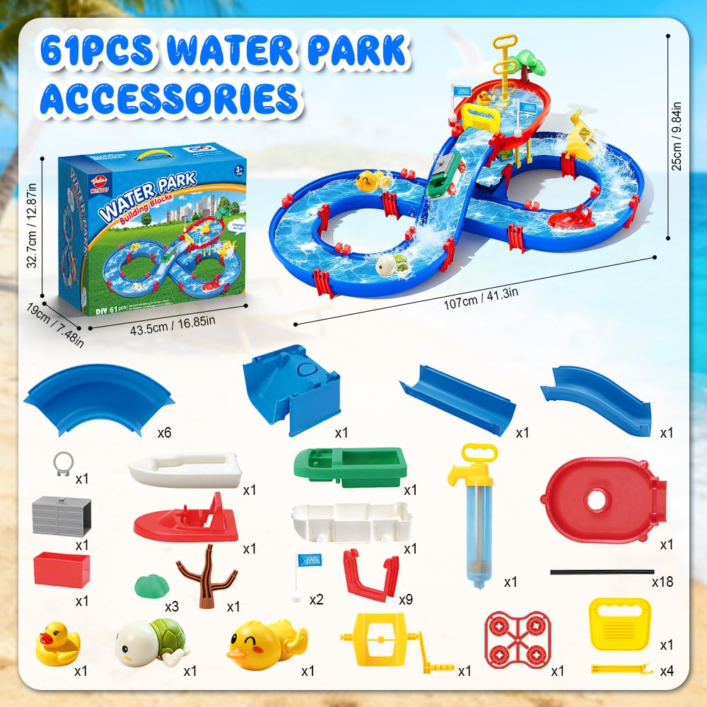 VATOS irregular orbit water path adds twists for engaging outdoor play.