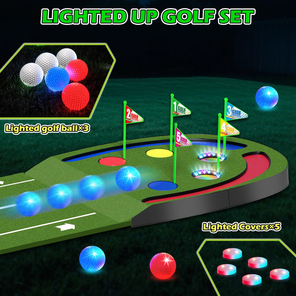 VATOS LED glow balls light up on impact for night play.
