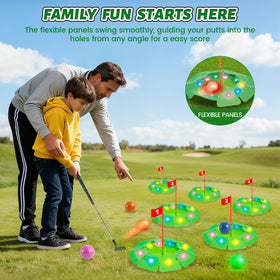 Vatos LED golf ball glowing on drop showing clear flight path