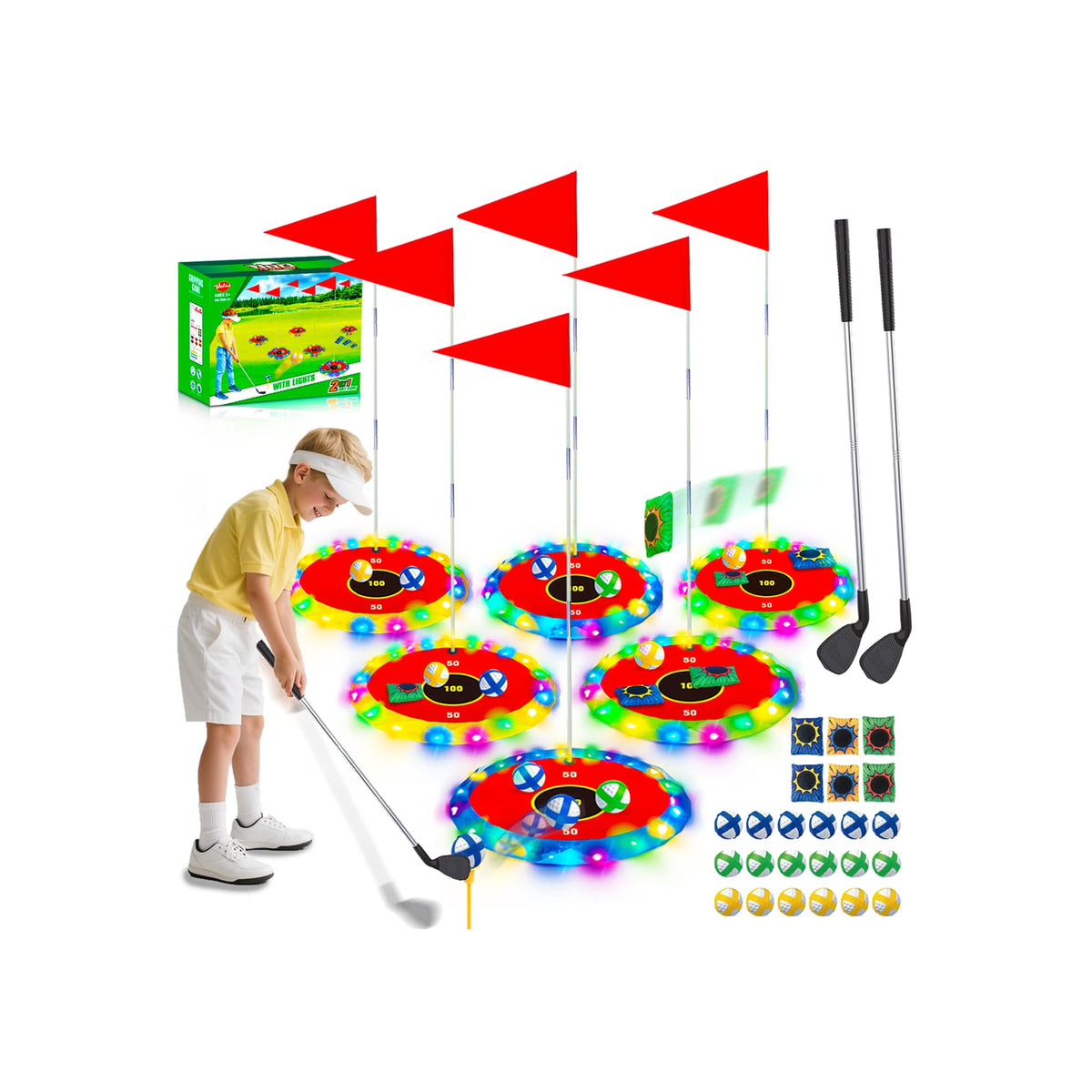 VATOS light-up targets illuminate at night for engaging golf practice
