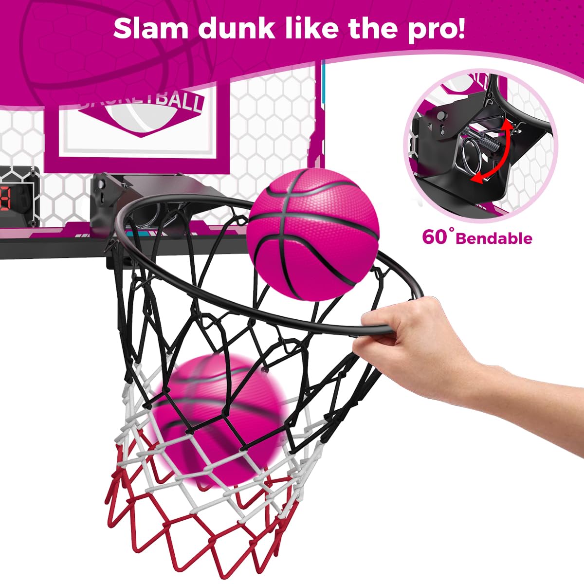 VATOS metal rim provides a realistic shooting experience