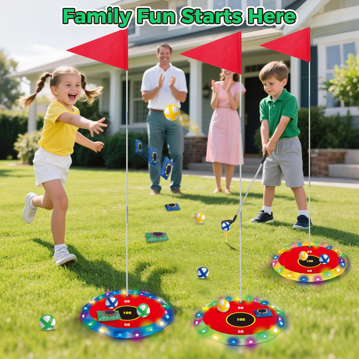VATOS outdoor lawn flag setup provides stable targets