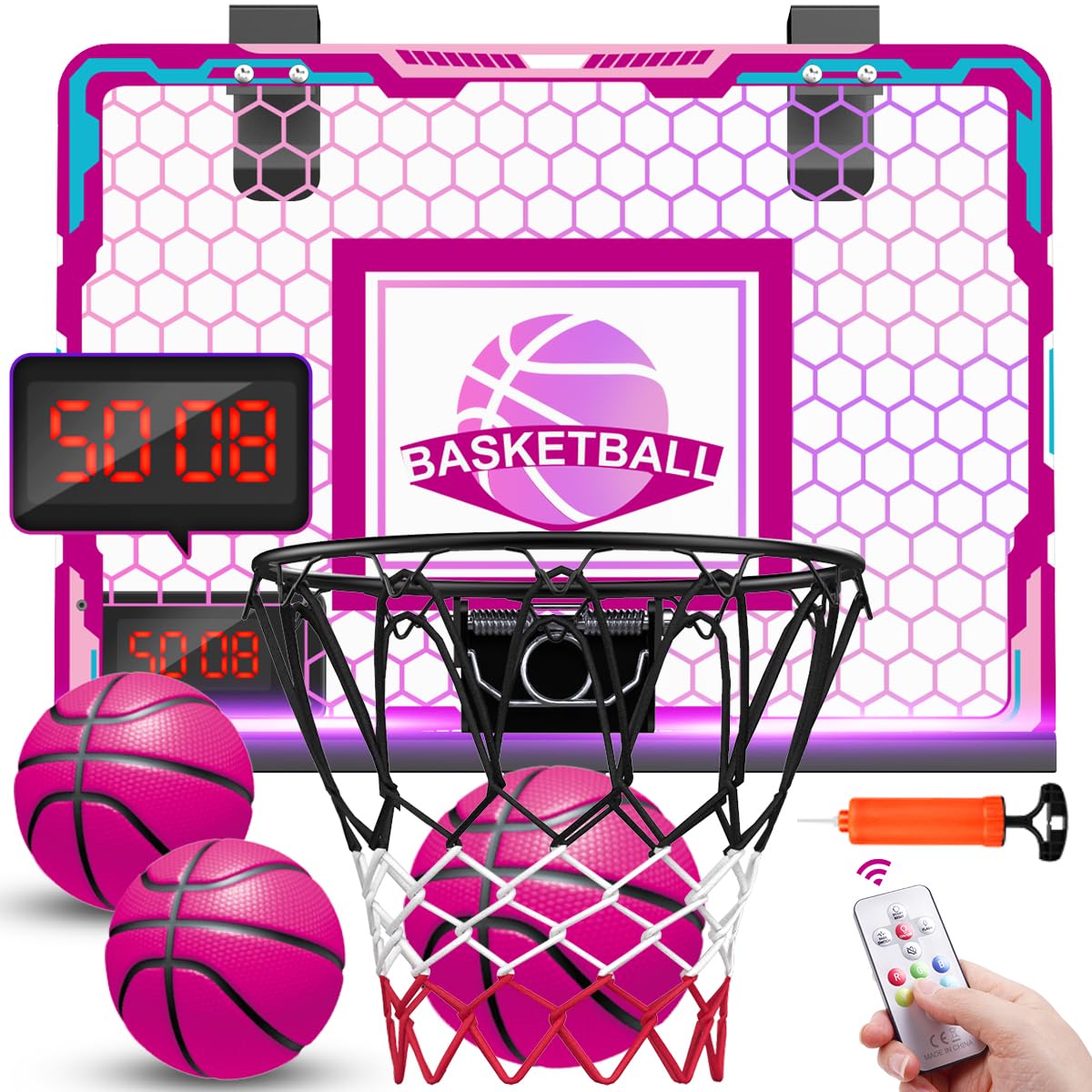 VATOS pink backboard for vibrant indoor play and kid-friendly fun