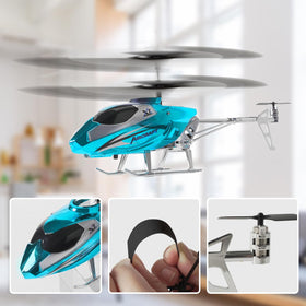 VATOS RC helicopter charging via USB for convenient power-ups.