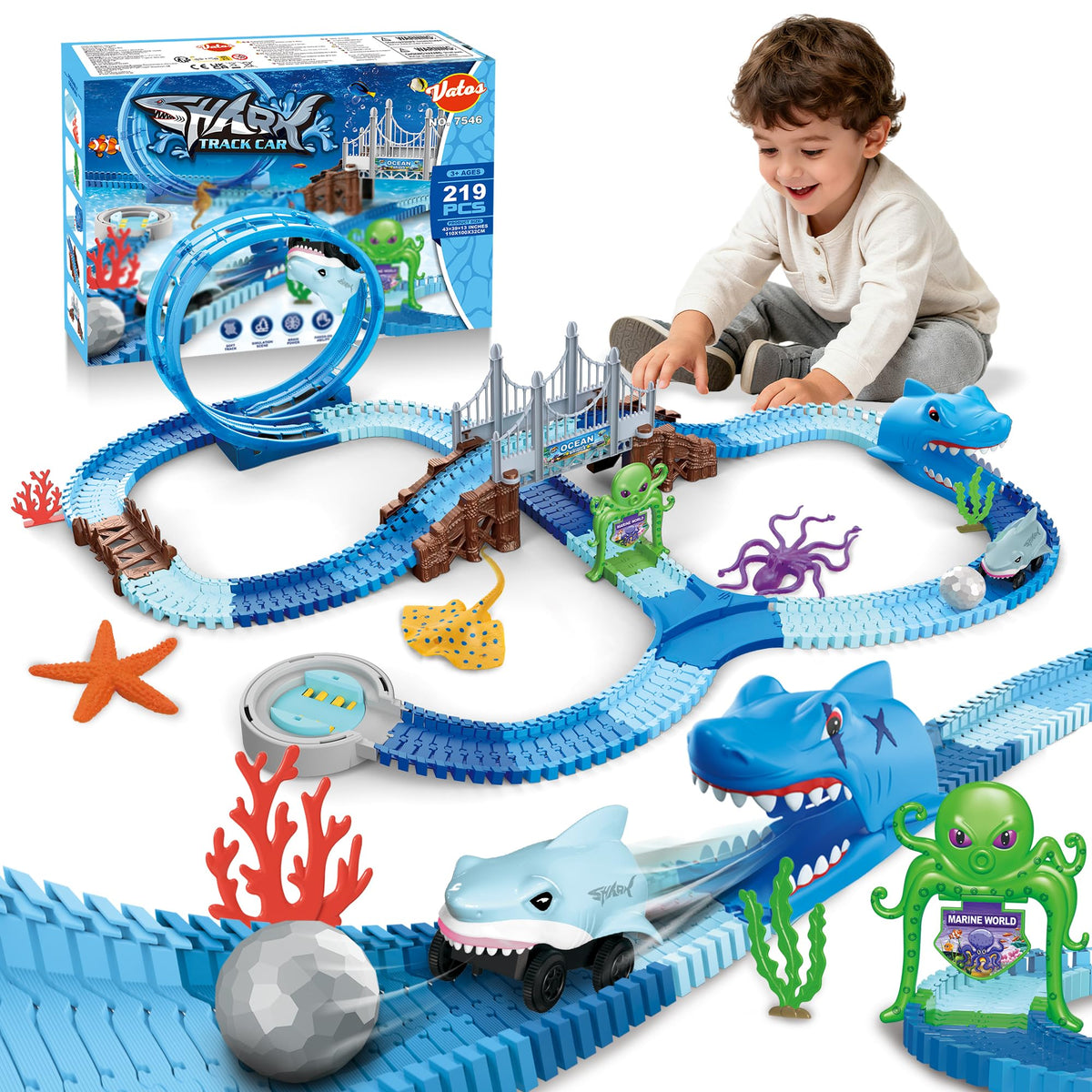 VATOS Shark Track pieces assembly shows modular undersea layout for creative building.