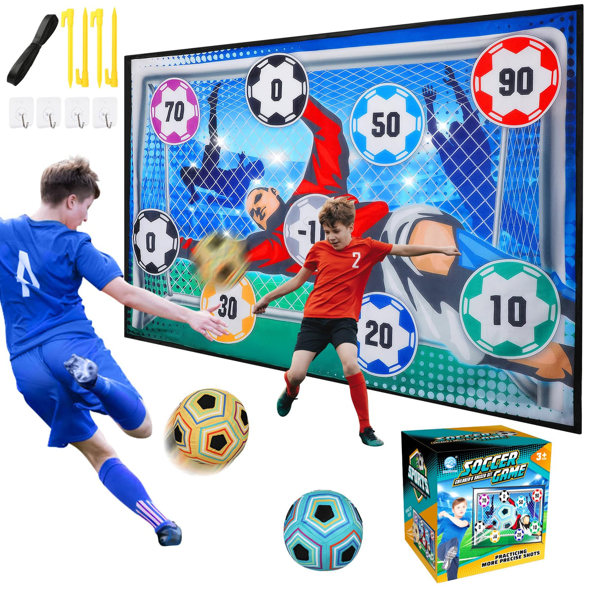 VATOS toy soccer ball set with wall-mount goal for indoor and outdoor play