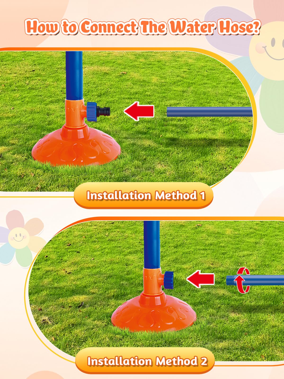 VATOS hose connector makes setup quick and tool-free for easy water play.