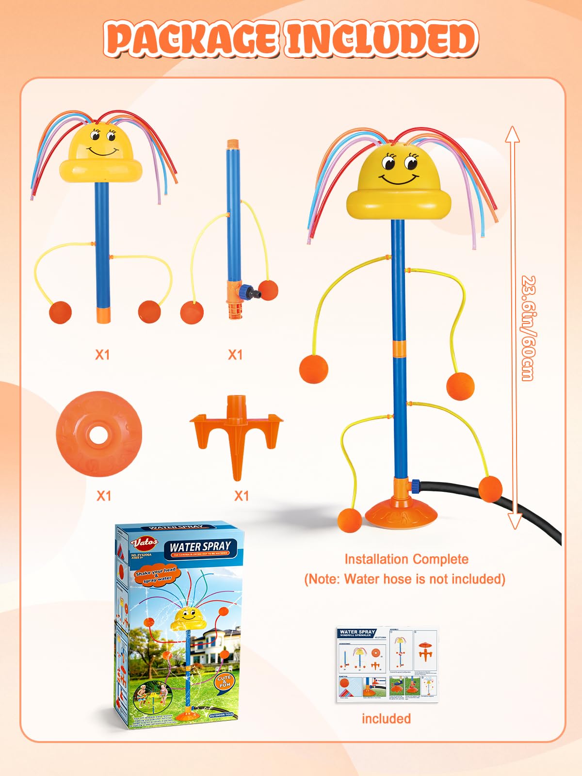 VATOS water sprinkler invites pets to join the splashy family fun.