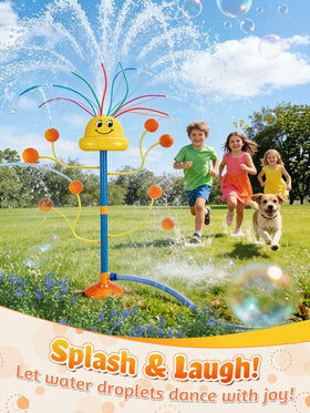 VATOS water sprinkler rainbow spray tubes create bright, refreshing water arches in play.