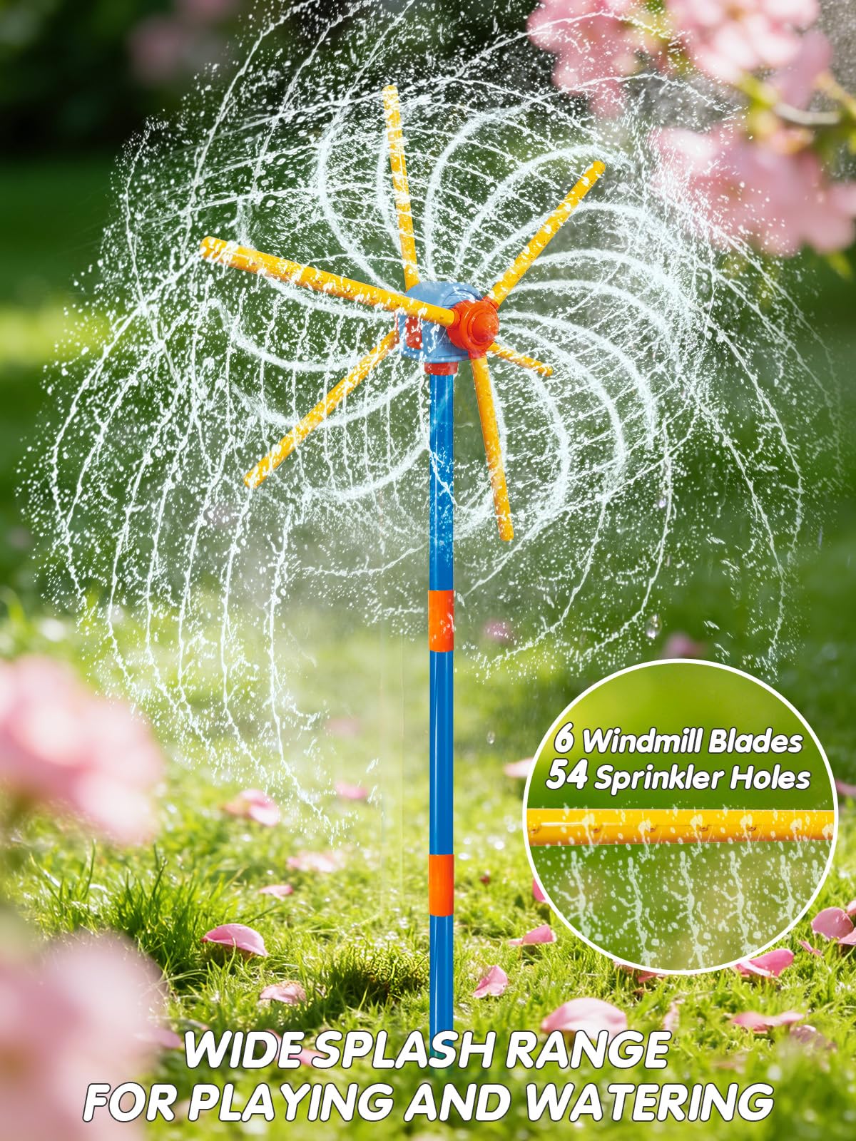 VATOS sprinkler with 54 nozzles delivering broad coverage across the yard.